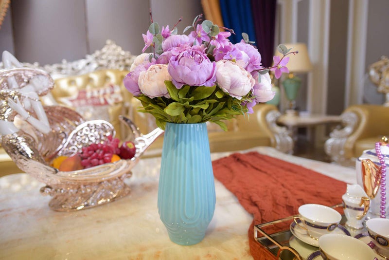 Fule 2 Pack Large Artificial Peony Silk Flower Bouquets Arrangement Wedding Centerpieces (New Purple) - Image 5