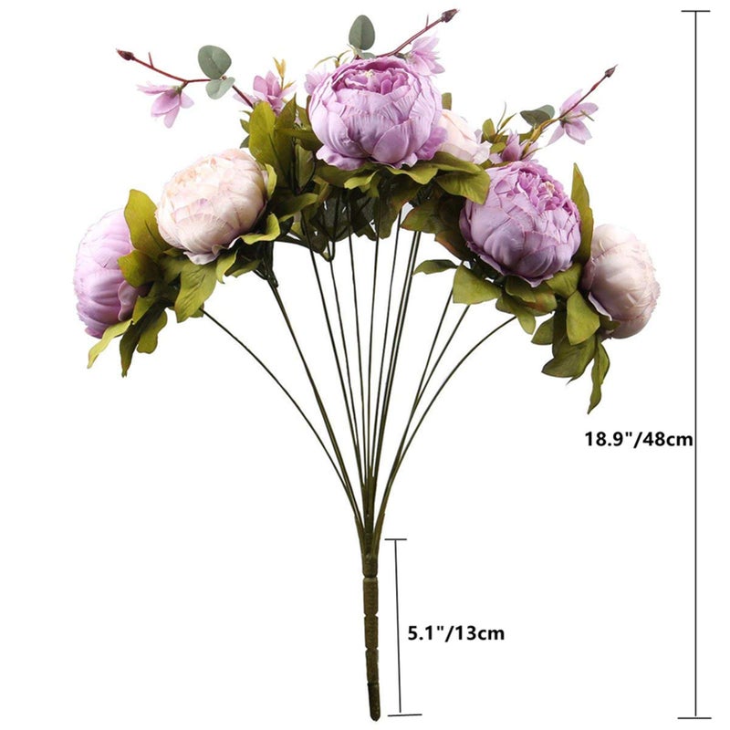 Fule 2 Pack Large Artificial Peony Silk Flower Bouquets Arrangement Wedding Centerpieces (New Purple) - Image 2