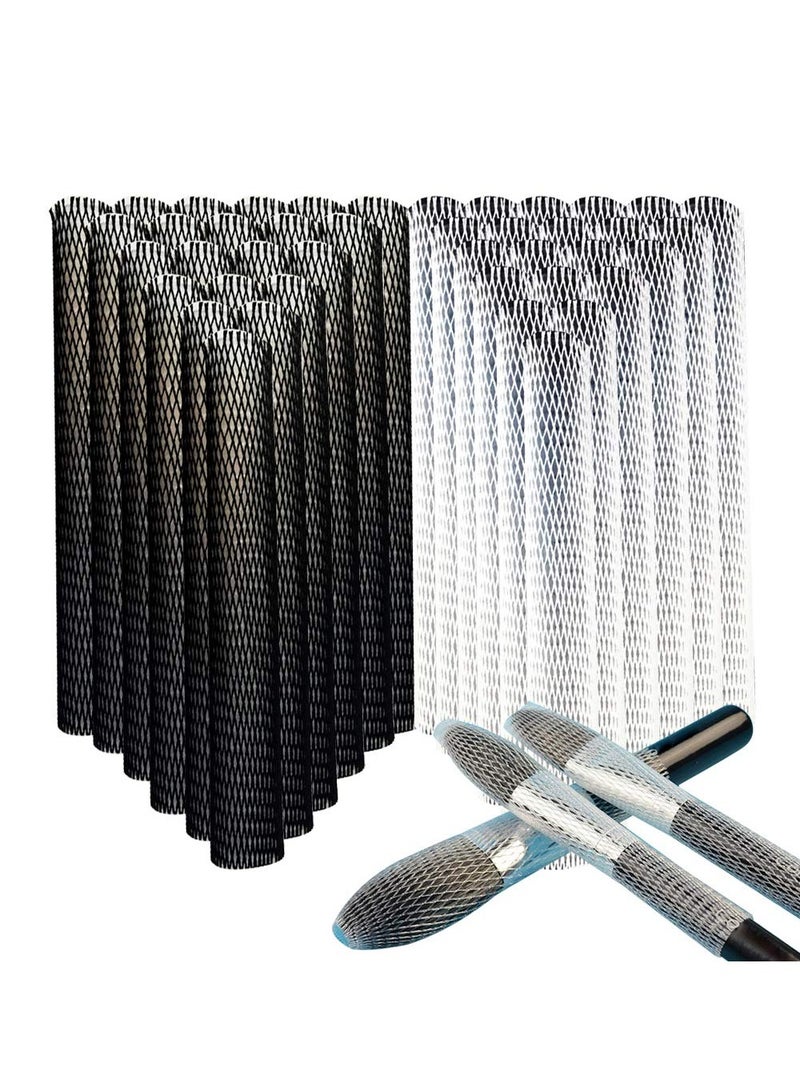 SYOSI 200 Pcs Makeup Brushes Pen Guard Protector Set Expandable Elastic Netting Mesh Cover Sleeve Covers for Travel Shaper for Cosmetic 100 Black and 100 White - Image 1