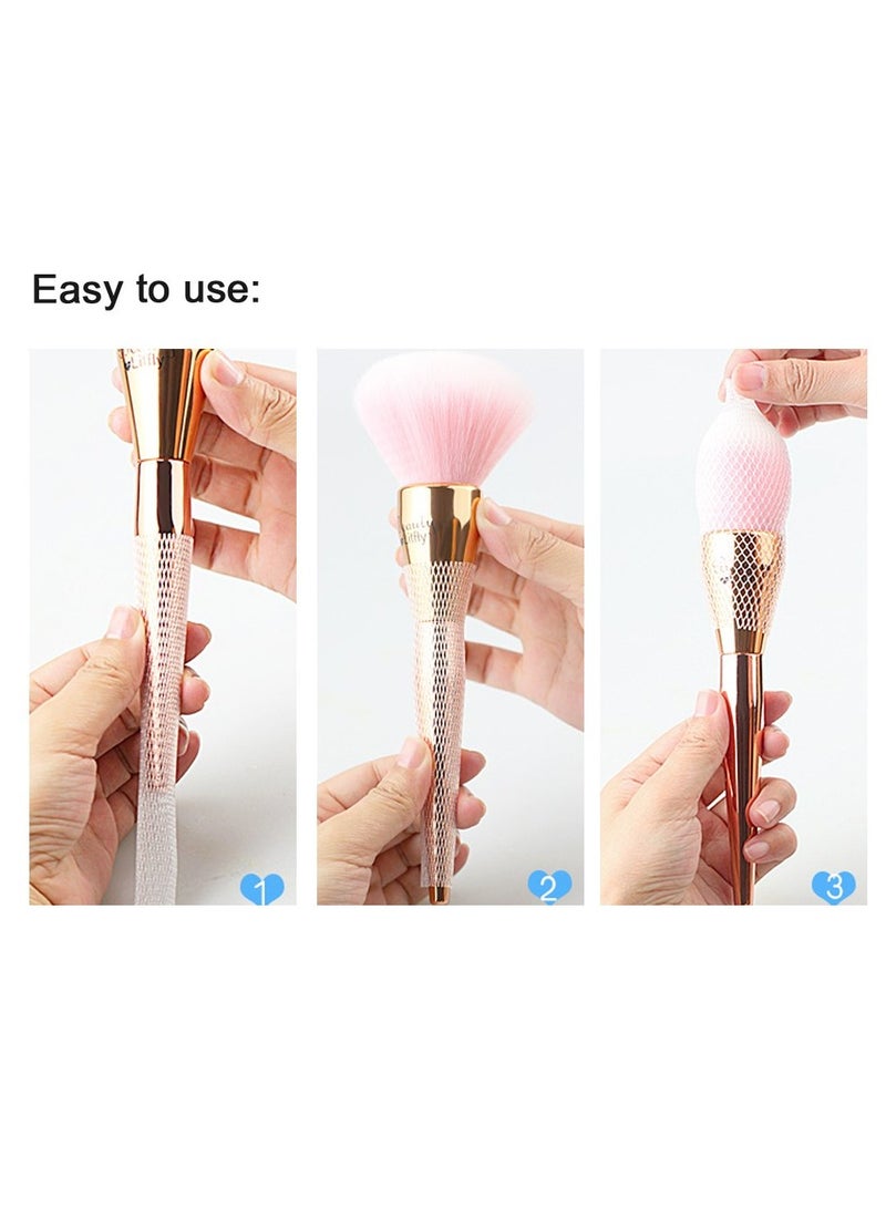 SYOSI 200 Pcs Makeup Brushes Pen Guard Protector Set Expandable Elastic Netting Mesh Cover Sleeve Covers for Travel Shaper for Cosmetic 100 Black and 100 White - Image 4