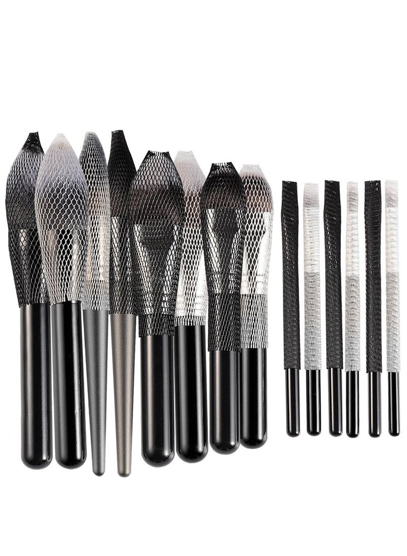 SYOSI 200 Pcs Makeup Brushes Pen Guard Protector Set Expandable Elastic Netting Mesh Cover Sleeve Covers for Travel Shaper for Cosmetic 100 Black and 100 White - Image 2