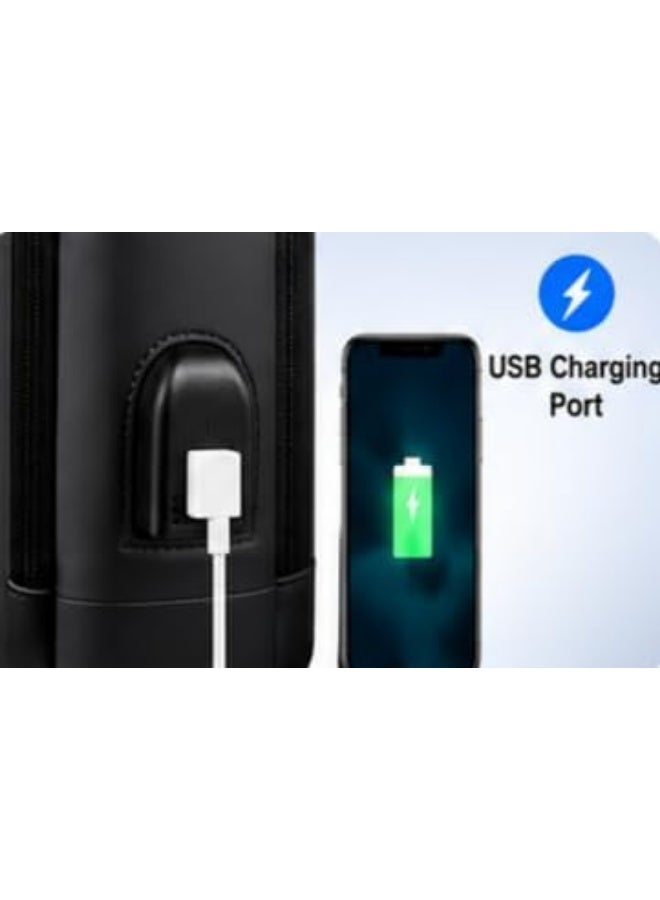 Men's casual bag with USB port, password lock, and connecting cable – Black. - Image 2
