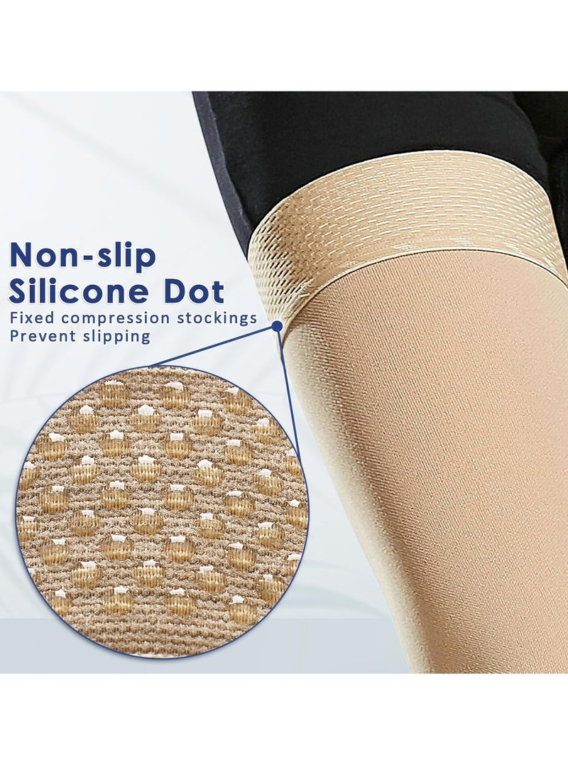 Peachjoy 15-20 mmHg Open Toe Compression Stockings, Unisex, Thigh High Graduated Compression Stockings with Dotted Silicone Band (S) - Image 5