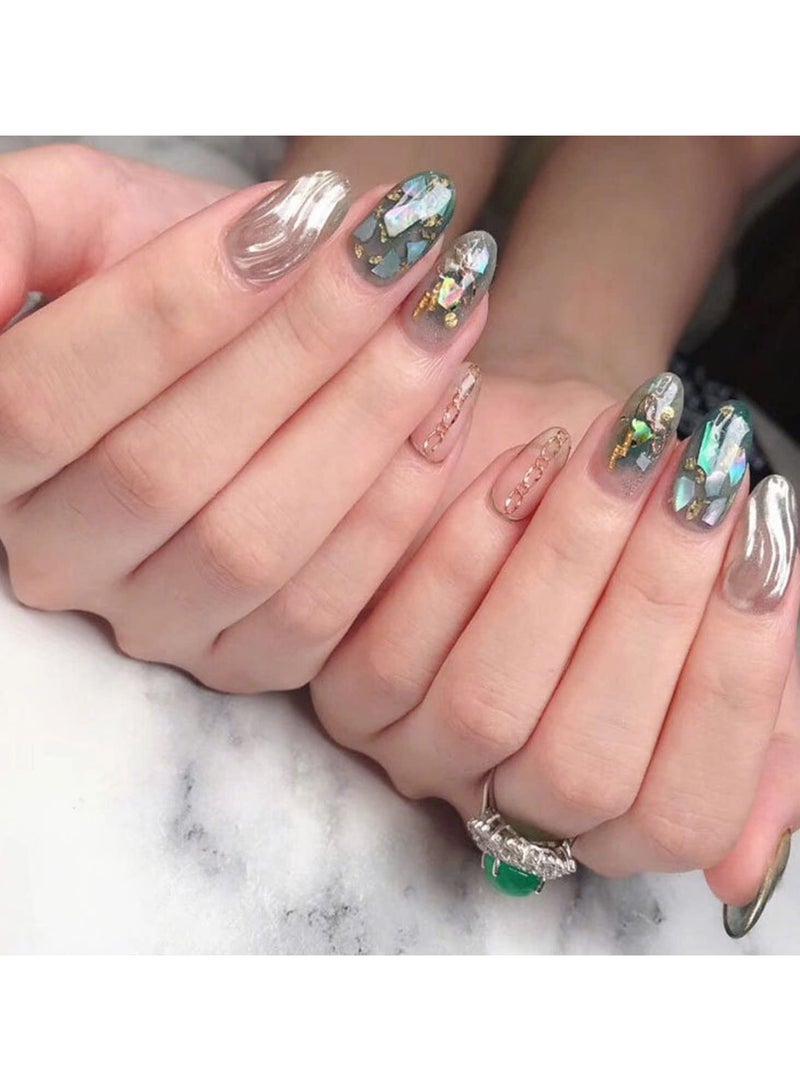 SYOSI طلاء أظافر SYOSI Seashell Nail Art Sequins، رقائق لامعة غير منتظمة ثلاثية الأبعاد لتزيين الأظافر، طلاء أظافر ملون برقائق جل الأشعة فوق البنفسجية، ترتر أظافر (12 لونًا) - Image 2