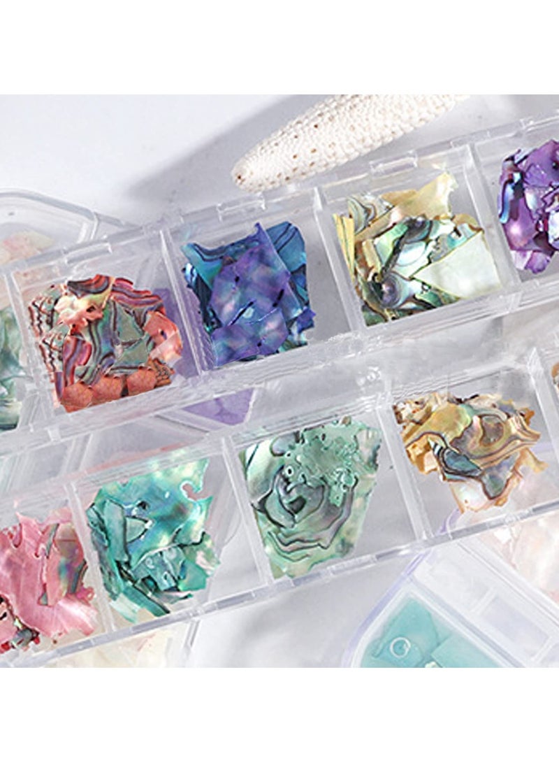 SYOSI طلاء أظافر SYOSI Seashell Nail Art Sequins، رقائق لامعة غير منتظمة ثلاثية الأبعاد لتزيين الأظافر، طلاء أظافر ملون برقائق جل الأشعة فوق البنفسجية، ترتر أظافر (12 لونًا) - Image 5