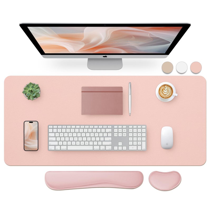 Bloss Large Desk Pad and Keyboard Wrist Rest Large Mouse Pad Keyboard PadMouse Wrist Support NonSlip Desk Mat Protector for Office Home 354157 InchesPink - Image 2