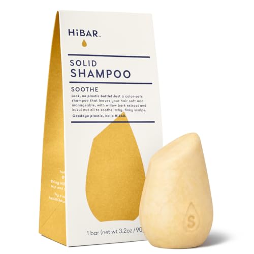 HIBAR - Soothe Shampoo Bar - For Dry, Itchy, Flaky Scalps - Improves Scalp Health - With Willow Bark Extract & Salicylic Acid - Plastic-Free - Soap, Paraben & Sulfate-Free - Color Safe - 1 Solid Bar - Image 1