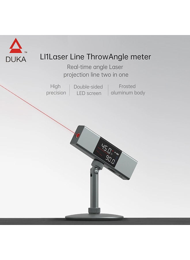 DUKA - LI1 Digital Angle Finder, Laser Protractor, Rechargeable Level and Bevel Gauge Inclinometer, 360° Cast/Dual LED Screen/unilateral Laser Line - Image 1