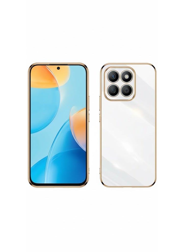 جراب متوافق مع هاتف Honor X8c (6.7 بوصة) جراب سيليكون للهاتف المحمول بإطار مطلي بالكهرباء (أبيض) - Image 1