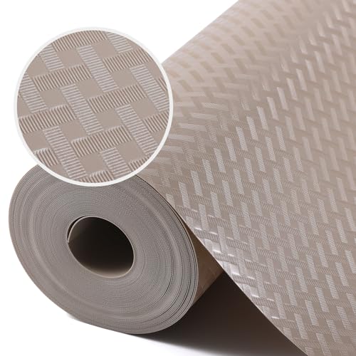 StaHom Shelf Liners for Kitchen Cabinets Refrigerator Liners Waterproof & Oil-Proof Kitchen Cupboard Liner Drawer Mats EVA Material Non Adhesive Fridge Liner for Shelves Beige 11.8 x 59 Inches - Image 1