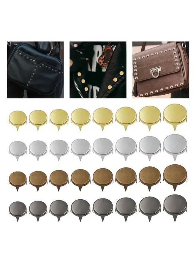 100pcs Assorted Sizes Silvery 4mm Copper Flat Four Claw Rivets for DIY Faux Leather Shoes Handbag Decorations - Image 1