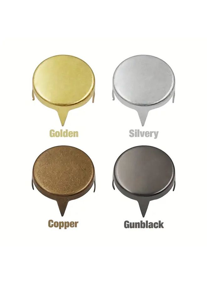 100pcs Assorted Sizes Silvery 4mm Copper Flat Four Claw Rivets for DIY Faux Leather Shoes Handbag Decorations - Image 3
