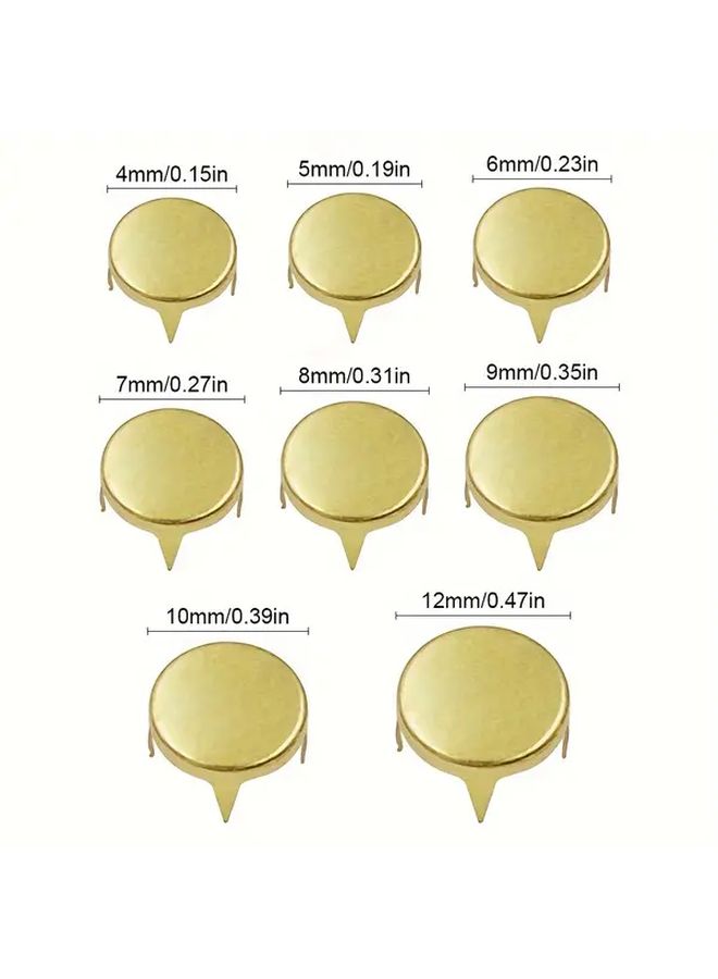 100pcs Assorted Sizes Silvery 4mm Copper Flat Four Claw Rivets for DIY Faux Leather Shoes Handbag Decorations - Image 2