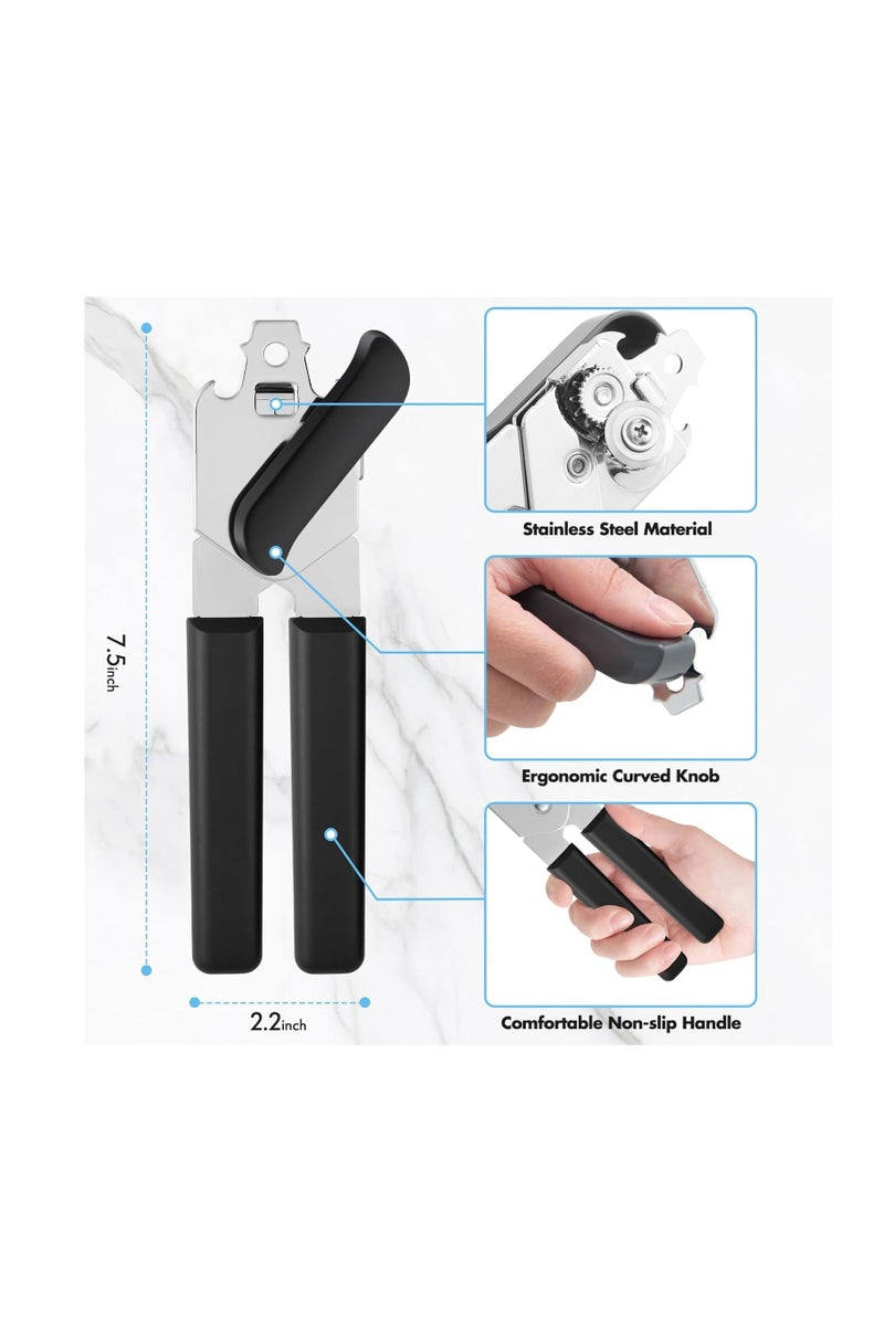 general Can Opener Manual,Can Openers Hand Held with Comfort Anti-Slip Handles, Heavy Duty Stainless Steel Can Opener Smooth Edge and Bottle Openers, Easy Turn Can Openers for Seniors, Kitchen, - Image 2