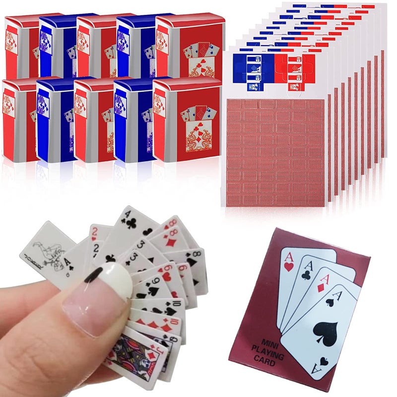 Dephnes 10 Decks Mini Playing Cards 112 Dollhouse Miniature Dollhouse Games Poker Playing Cards Tiny Magic Poker Decks Cards for Teens Adults Festival Party Game Supply - Image 3