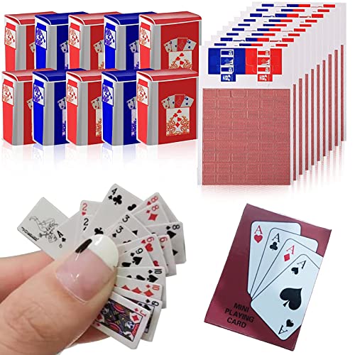 Dephnes 10 Decks Mini Playing Cards 112 Dollhouse Miniature Dollhouse Games Poker Playing Cards Tiny Magic Poker Decks Cards for Teens Adults Festival Party Game Supply - Image 1