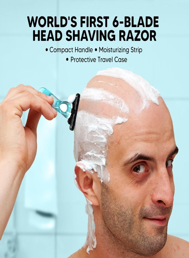 Letsshave Pro Head Shaving Razor Blades for Men - Pack of 2 | World's first 6-Blade Compact Head Shaver | Replacement Cartridges with Moisturizing Strip | Diamond-Coated Curved Blades - Image 2