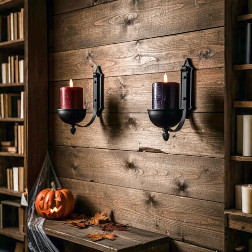 Aimto Wall Sconce Candle Holder Metal Hanging Wall Decorations for Home,Living Room, Bathroom, Dining Room, Set of 2（Black - Image 3