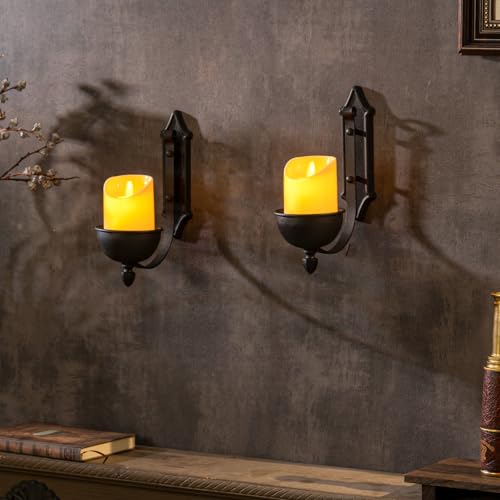 Aimto Wall Sconce Candle Holder Metal Hanging Wall Decorations for Home,Living Room, Bathroom, Dining Room, Set of 2（Black - Image 5
