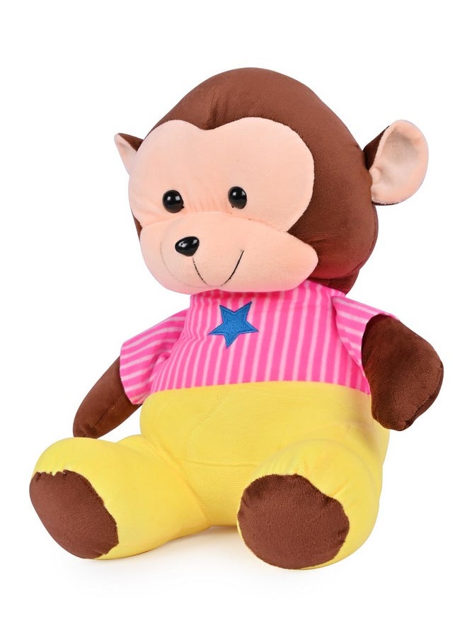 Besties Soft Stuffed Plush Monkey Animal Toy For Kids Room Home Decoration (Size. 30 Cm) (Pink)  - Image 3