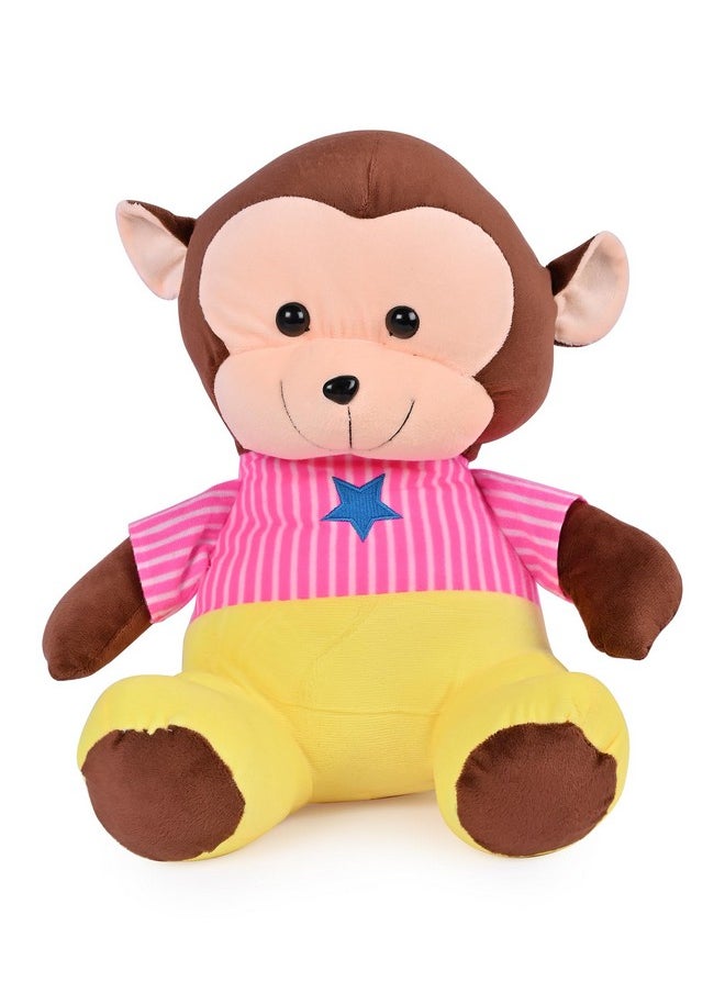 Besties Soft Stuffed Plush Monkey Animal Toy For Kids Room Home Decoration (Size. 30 Cm) (Pink)  - Image 1