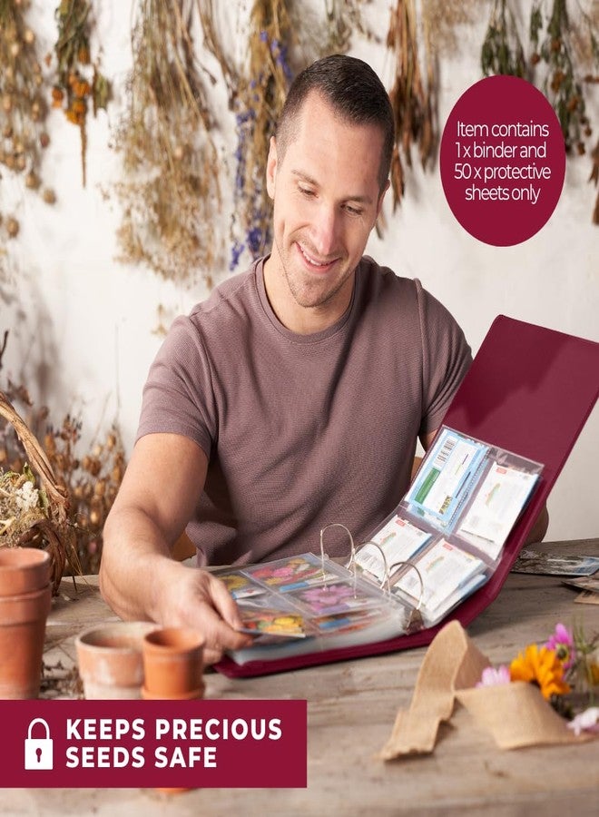 WILDGOOSE Seed Storage Organizer Binder - Seed Packet Organizer with 50 Pack Sheet Protectors That Stores 200 Seed Envelopes. (Raspberry) - Image 5