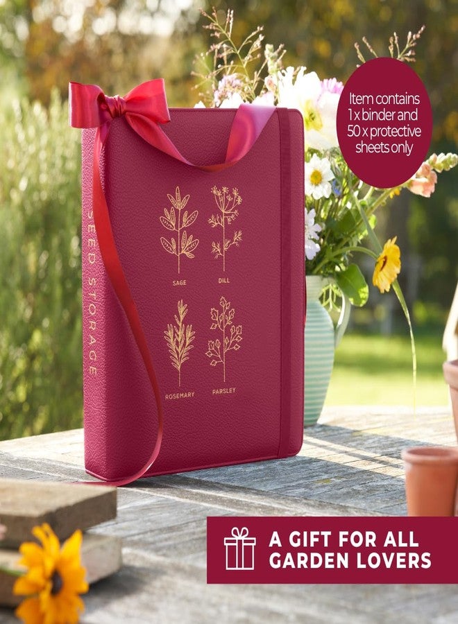 WILDGOOSE Seed Storage Organizer Binder - Seed Packet Organizer with 50 Pack Sheet Protectors That Stores 200 Seed Envelopes. (Raspberry) - Image 4