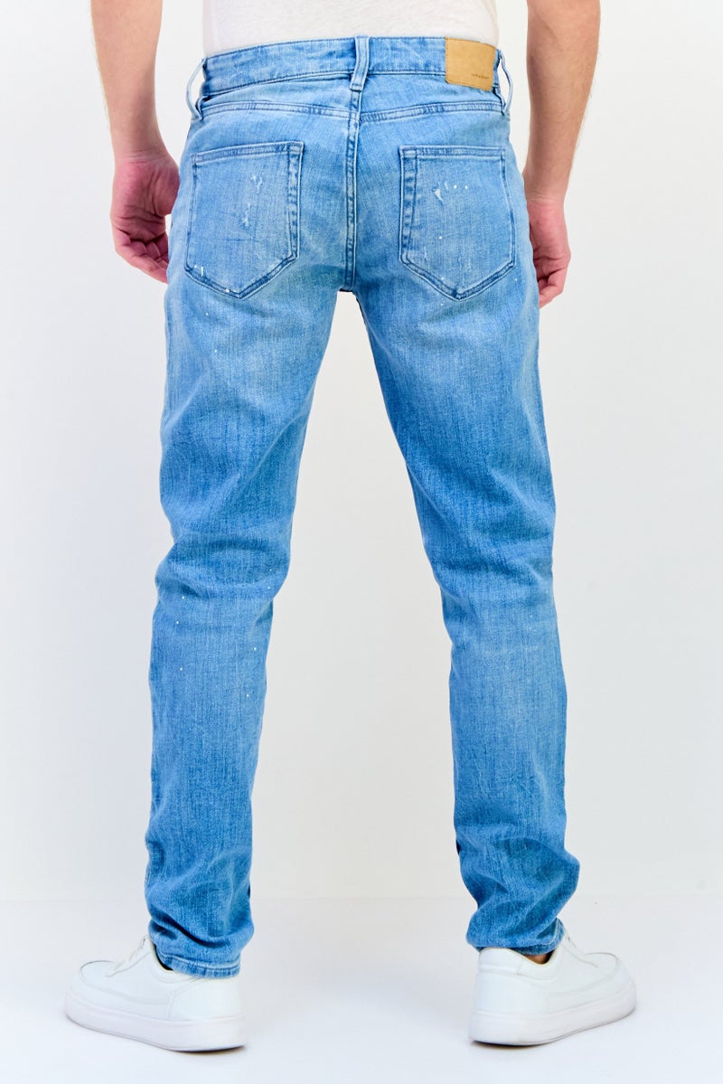 Celio جينز رجالي ضيق مغسول قابل للتمدد بقصة مستقيمة، أزرق فاتح - Image 3