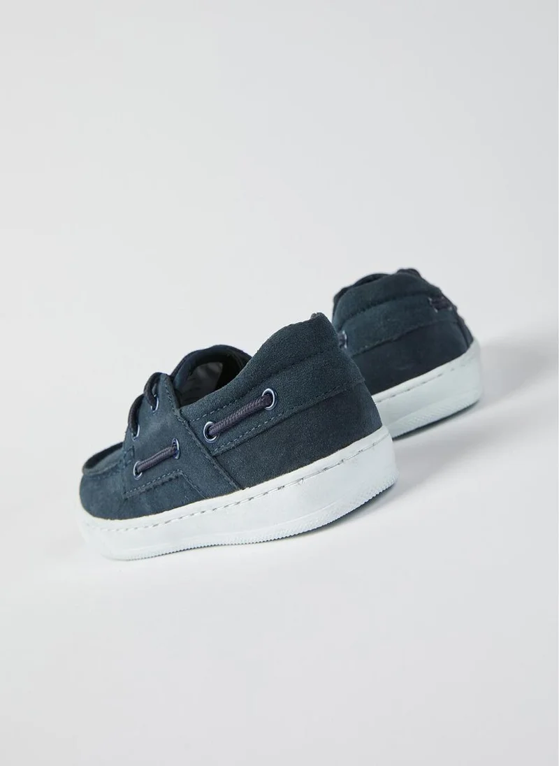 Zippy Suede Boat Shoes for Boys, Dark Blue