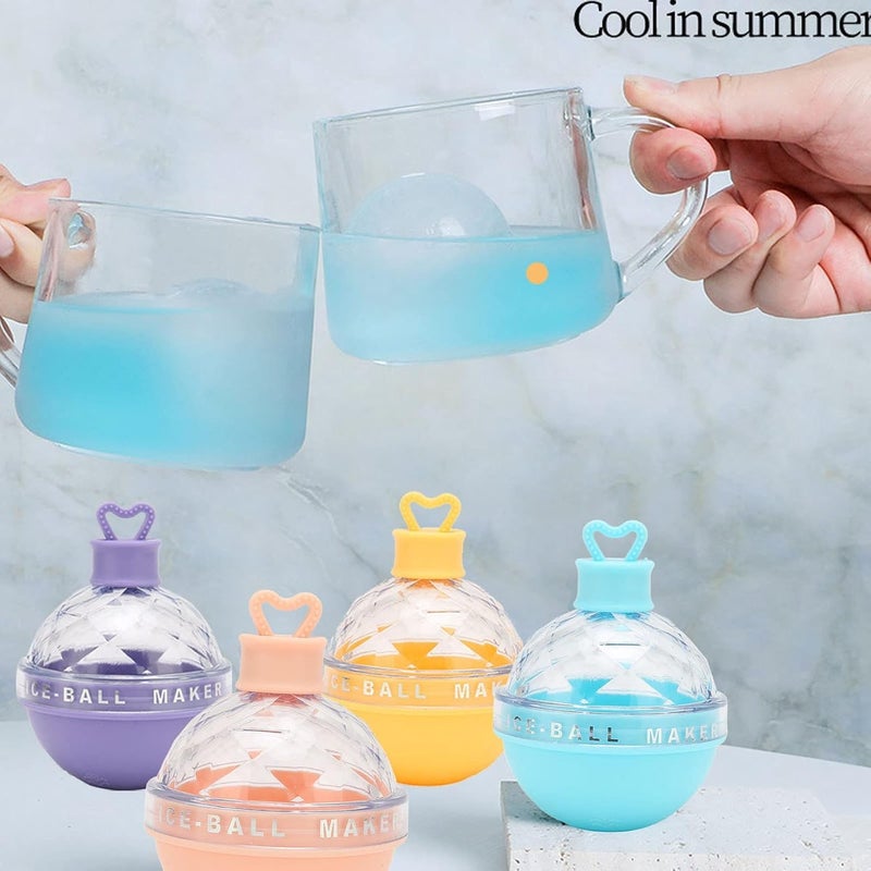 Ice Ball Maker Mold Set of 3, Reusable BPA-Free Silicone Ice Sphere Molds with Leakproof Lid, Large Round Ice Cube Makers for Coffee, Juice, Soda, Tea & Cold Drinks, Easy Fill & Release, Multicolor,3 - Image 2