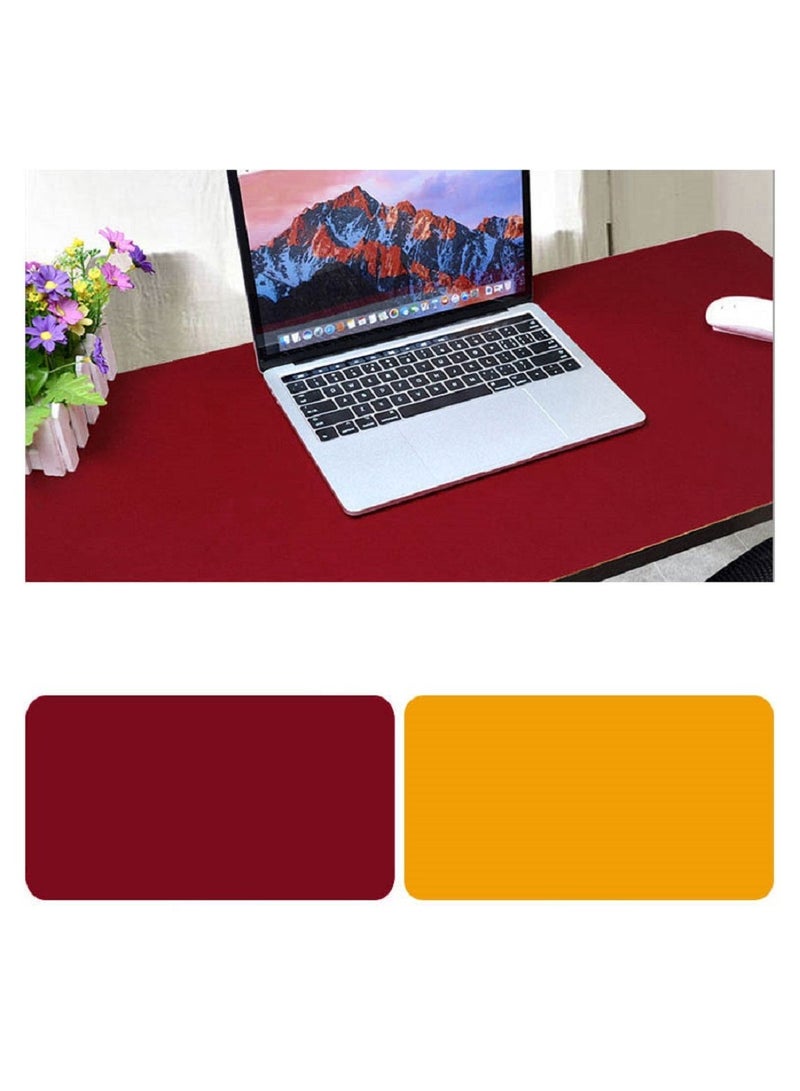 Double Sided Mouse Pad Large Desk Mat Keyboard Laptop PC Gaming Pad PU Leather Waterproof Non Slip Desktop Mat 80x40cm Red/Yellow  - Image 1