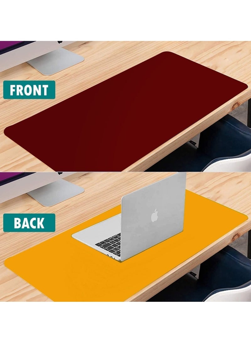 Double Sided Mouse Pad Large Desk Mat Keyboard Laptop PC Gaming Pad PU Leather Waterproof Non Slip Desktop Mat 80x40cm Red/Yellow  - Image 3