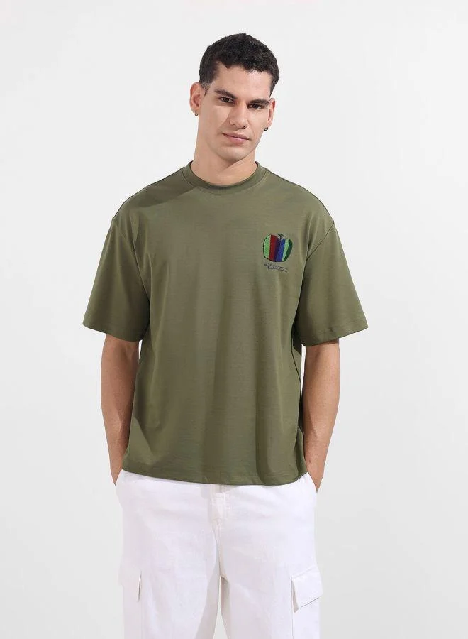 شركة المرآب الهندية Men Relaxed Fit Graphic Printed Crew Neck Half Sleeves T-Shirt