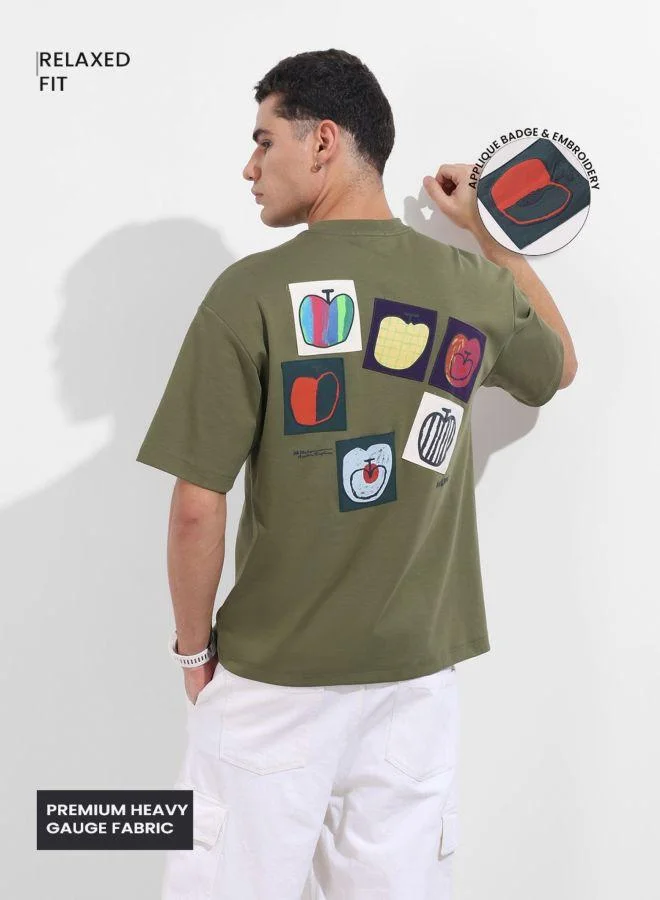 شركة المرآب الهندية Men Relaxed Fit Graphic Printed Crew Neck Half Sleeves T-Shirt