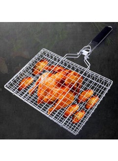 COSKIRA COSKIRA BBQ Grill Basket Fish Grill Basket with Handle Stainless Steel Grilling Basket with Removable Handle Perfect for Fish Meat Chicken Vegetables Steak Shrimp and More  - Image 3
