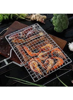 COSKIRA COSKIRA BBQ Grill Basket Fish Grill Basket with Handle Stainless Steel Grilling Basket with Removable Handle Perfect for Fish Meat Chicken Vegetables Steak Shrimp and More  - Image 2