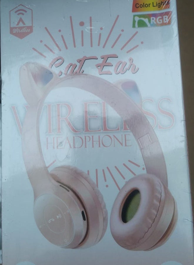 p47m Wireless Bluetooth Headphone Cat RGB LED - Over Ear Stereo Music Headset with Memory Card Support, Gaming Headphones with Built-in Microphone for Laptop, Mobile Phone and PC (Purple) - Image 3