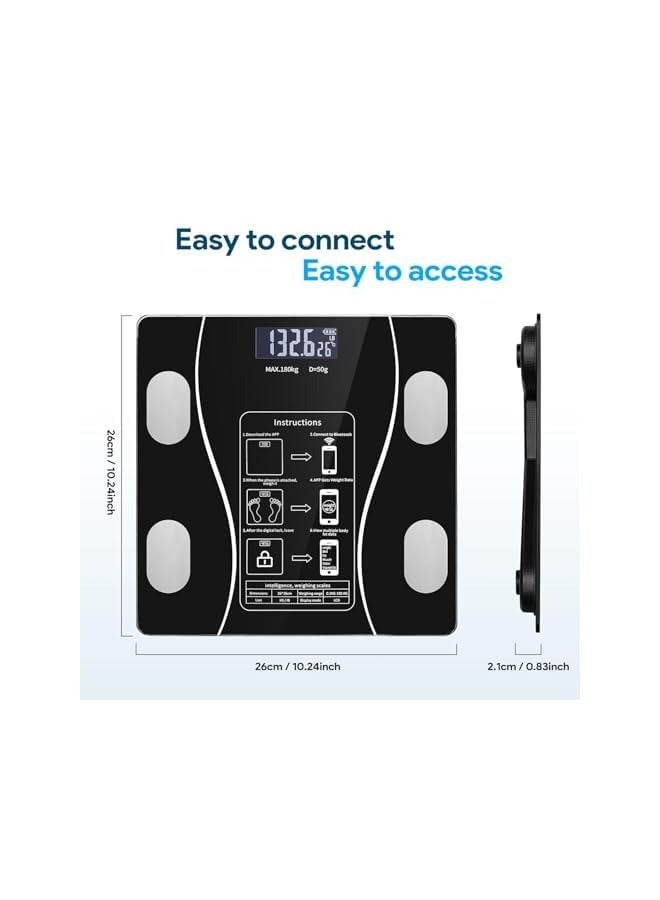 PROMASS Smart Digital Weight Scale With Bluetooth, Wireless Digital Bathroom Scale, Body Fat Weight Scale, 14 Measurements, Weight & Body, Fat & BMI, Fitness Body Composition Analysis, lbs & kg, Black - Image 5