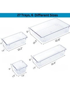 AlsayedP 27 PCS Drawer Organizer Set Clear Plastic Desk Drawer Dividers Trays Dresser Storage Bins Separation Box for Makeup, Jewelries and Gadgets  - Image 3