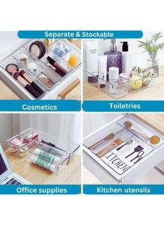 AlsayedP 27 PCS Drawer Organizer Set Clear Plastic Desk Drawer Dividers Trays Dresser Storage Bins Separation Box for Makeup, Jewelries and Gadgets  - Image 5