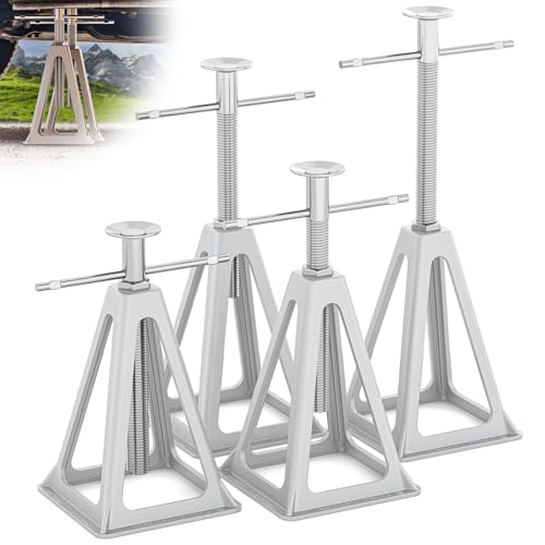 WELLUCK RV Stabilizers Jacks 4 Pack,Screw Jack Stands for RV Camper Travel Trailer Leveling,Aluminum,Single Support Up to 6000 Lbs, Adjustable from 11" to 17" - Image 1