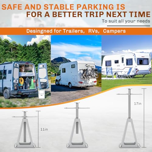 WELLUCK RV Stabilizers Jacks 4 Pack,Screw Jack Stands for RV Camper Travel Trailer Leveling,Aluminum,Single Support Up to 6000 Lbs, Adjustable from 11" to 17" - Image 3