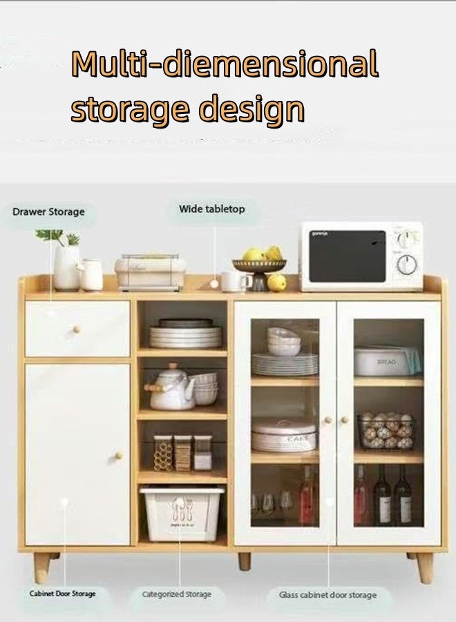 JCB CHIC Multifunctional Storage Cabinet,Nordic Kitchen Cabinet ,Edge Cabinet Tea Cabinet,Modern Living Room Wall Sideboard  Household Multi-layer Display Cabinet(120×35×90CM） - Image 3