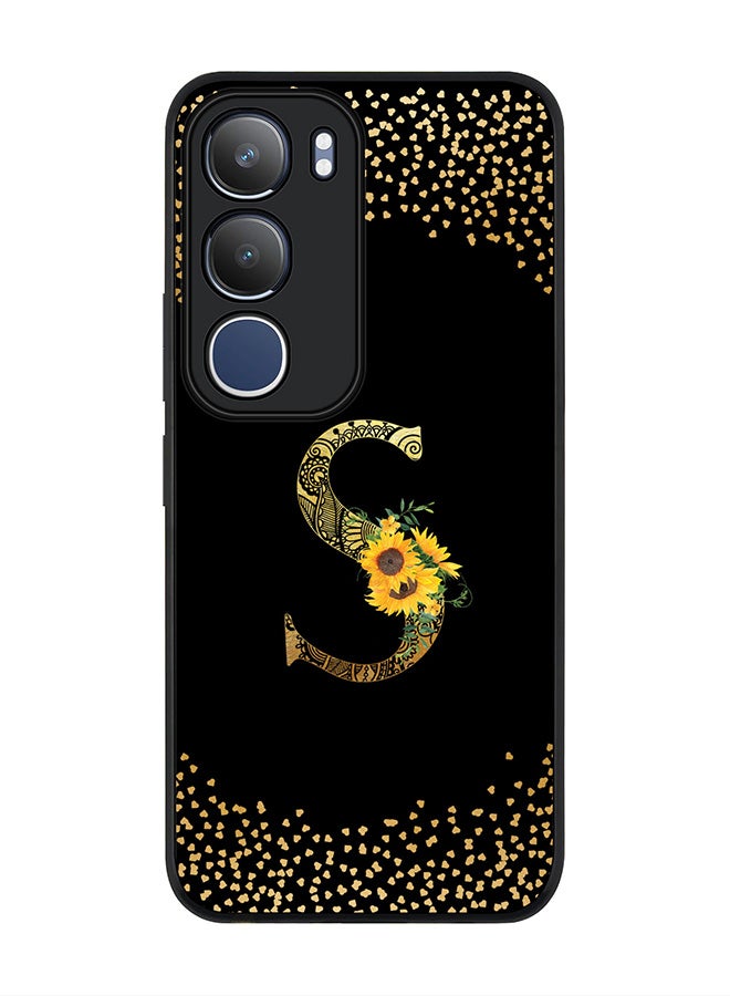 Stylizedd For vivo Y19s / Y19s Pro Case,Slim fit Camera Protection, Shockproof Thin Phone cover  - Custom Floral Monogram - S ( Black )