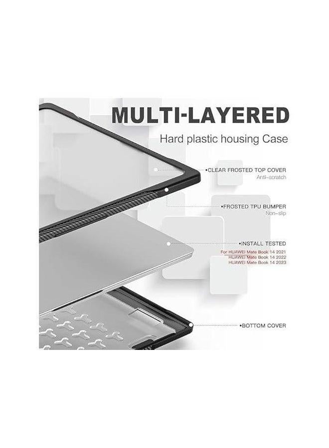 Compatible with Huawei MateBook D14 2024 MDG-24 Heavy Duty Rugged Full Shockproof Case,Dual Layer Laptop Transparent Hard Shell Case TPU Frame - Image 3