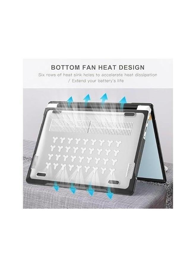 Compatible with Huawei MateBook D14 2024 MDG-24 Heavy Duty Rugged Full Shockproof Case,Dual Layer Laptop Transparent Hard Shell Case TPU Frame - Image 2