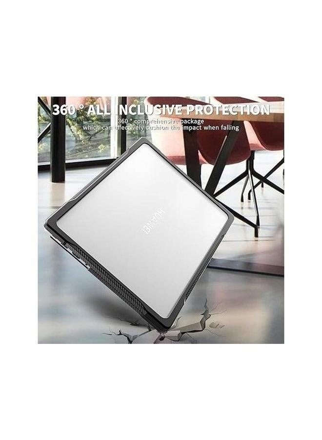 Compatible with Huawei MateBook D14 2024 MDG-24 Heavy Duty Rugged Full Shockproof Case,Dual Layer Laptop Transparent Hard Shell Case TPU Frame - Image 5