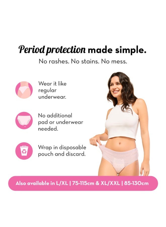 بلش سراويل حيض للاستخدام مرة واحدة للفتيات - فائقة الراحة وذات خصر مرتفع (للتدفق الغزير) - عبوة من 5 قطع، مقاس M/L (60-100 سم) | مضادة للبكتيريا | خفيفة وغير ضخمة (بملاءمة تشبه السراويل العادية) | حماية لمدة 12 ساعة | تغطية شاملة 360 درجة | تضمن عدم حدوث تهيج أو طفح جلدي بنسبة 100% | مثالية للاستخدام الليلي - Image 3