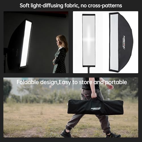 AMBITFUL FW30x120 30x120cm/12 x47 Strip Softbox with Honeycomb Grid, Bowens Mount Rectangular Softbox for Studio Flash, Medium Strip Light for Portrait Fashion Product Photography - Image 4