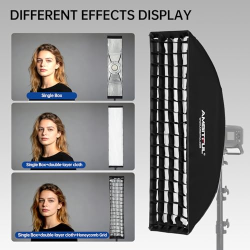 AMBITFUL FW30x120 30x120cm/12 x47 Strip Softbox with Honeycomb Grid, Bowens Mount Rectangular Softbox for Studio Flash, Medium Strip Light for Portrait Fashion Product Photography - Image 5